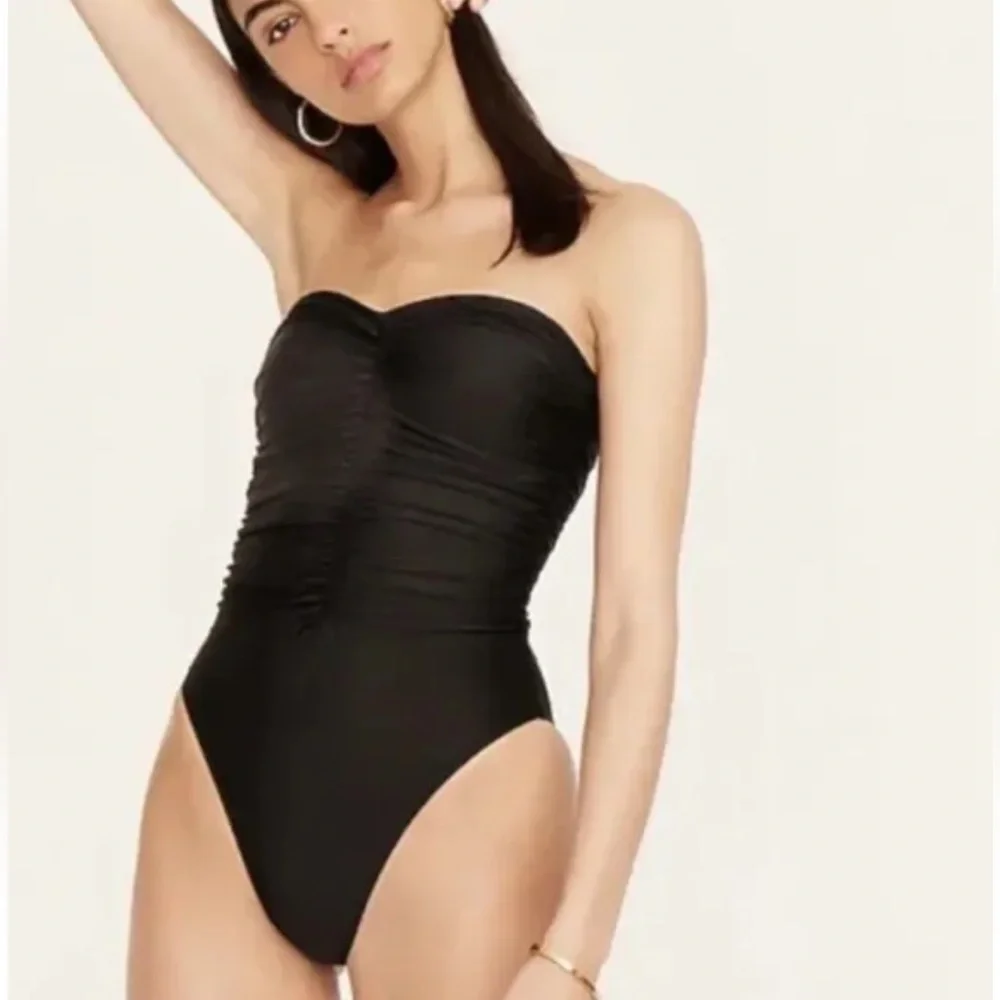 NWT J. Crew Ruched Sweetheart One-Piece Swimsuit Black Size 24 - Picture 2 of 10